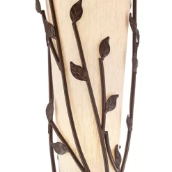 Franklin Iron Works Folia Rustic Industrial Floor Lamp 66" Tall Oil Rubbed Bronze Vine Linen Tapering Cone Shade For Living Room Bedroom House Home -Light Up Deals Store GUEST 003221e5 ec67 4207 8ddc 90d4271da86e