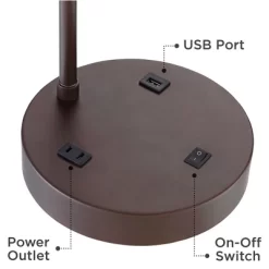 360 Lighting Colby Modern Desk Lamp 21" High Bronze With USB And AC Power Outlet In Base White Linen Drum Shade For Bedroom Living Room Office Family 11 360 Lighting Colby Modern Desk Lamp 21" High Bronze With USB And AC Power Outlet In Base White Linen Drum Shade For Bedroom Living Room Office Family -Light Up Deals Store GUEST 00fad046 37dc 4067 a5ce b6f350dda74e