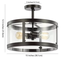 15" Iron And Glass Herndon Modern LED Flush Mount - Jonathan Y -Light Up Deals Store GUEST 013ebfd4 27ac 476a a7c2 b4f15745c2f5