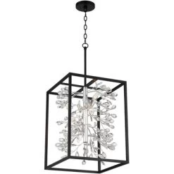 Possini Euro Design Black Silver Pendant Chandelier 15 1/4" Wide Modern Clear Crystal Flower Vine 4-Light Fixture For Dining Room House -Light Up Deals Store GUEST 033b4ac6 8444 424e 853a 4c98b40734b7