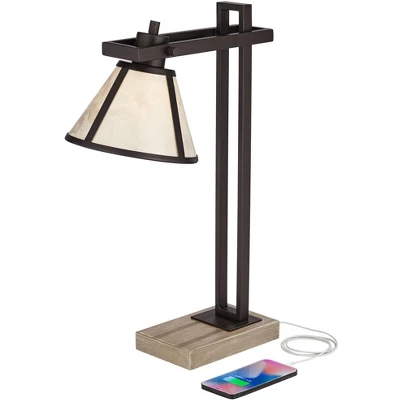 Franklin Iron Works Maricopa Rustic Farmhouse Desk Lamp 21 1/4" High Bronze Metal With USB And AC Power Outlet Mica Shade For Bedroom Living Room Home 2 Franklin Iron Works Maricopa Rustic Farmhouse Desk Lamp 21 1/4" High Bronze Metal With USB And AC Power Outlet Mica Shade For Bedroom Living Room Home - Image 2