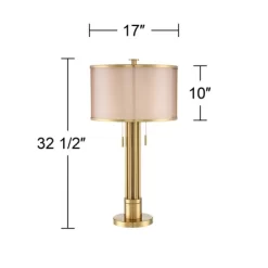 Possini Euro Design Granview Modern Table Lamp 32 1/2" Tall Brass Column Taupe Organza Outer Off White Linen Inner Drum Shade For Bedroom Living Room 14 Possini Euro Design Granview Modern Table Lamp 32 1/2" Tall Brass Column Taupe Organza Outer Off White Linen Inner Drum Shade For Bedroom Living Room -Light Up Deals Store GUEST 04c72a7f 13a7 48df a539 a4e1a28cd6d9