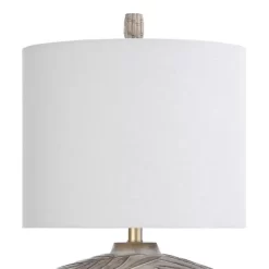 Lalita Palm Leaf Print Table Lamp With Fabric Shade White/Gold - StyleCraft