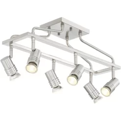 Pro Track Sven 6-Head LED Ceiling Track Light Fixture Kit Spot Light GU10 Silver Brushed Nickel Finish Metal Modern Cage Kitchen Bathroom 22" Wide -Light Up Deals Store GUEST 054be7dc ad78 4a46 ba0c 6a19b78a571a