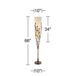 Franklin Iron Works Folia Rustic Industrial Floor Lamp 66" Tall Oil Rubbed Bronze Vine Linen Tapering Cone Shade For Living Room Bedroom House Home -Light Up Deals Store GUEST 05aee8ff e414 4372 95dc 8135dca9ddb6