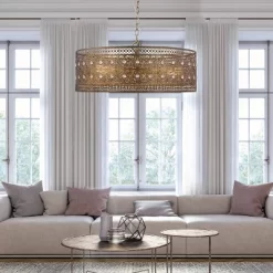 23.5" 3-Light Bryar Chandelier Brass/Crystal - River Of Goods