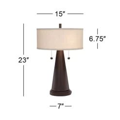 Franklin Iron Works Craig Rustic Farmhouse Table Lamps Set Of 2 With Round Risers 24 1/2" High Bronze With USB Charging Port Natural Shade For Desk 13 Franklin Iron Works Craig Rustic Farmhouse Table Lamps Set Of 2 With Round Risers 24 1/2" High Bronze With USB Charging Port Natural Shade For Desk -Light Up Deals Store GUEST 07edf709 c43c 45f1 ac84 373dfc259943