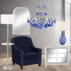 Vienna Full Spectrum Alpine Chrome Chandelier 26" Wide French Blue Crystal 6-Light Fixture For Dining Room House Foyer Kitchen Island Entryway Bedroom -Light Up Deals Store GUEST 0821f18e 5bcb 4a44 b2b0 9d10af96b9ab