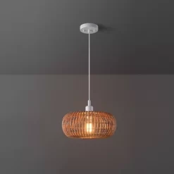 Fitz 1-Light Plug-In Or Hardwire Rattan Shade Pendant Lighting - Globe Electric -Light Up Deals Store GUEST 087a3f1d d835 40e3 a2bc e188abfd03e2