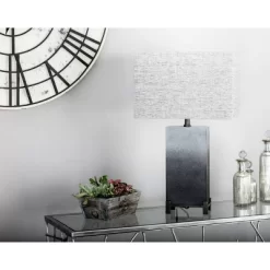 Polystone Table Lamp With Square Shade Gray - Olivia & May