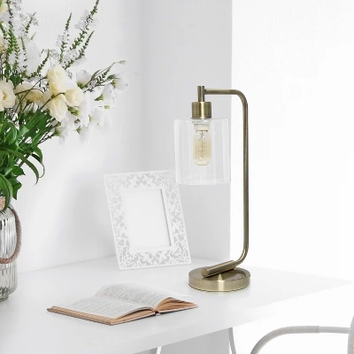 Modern Iron Table Lamp With Glass Shade Antique Brass - Lalia Home 4 Modern Iron Table Lamp With Glass Shade Antique Brass - Lalia Home - Image 4