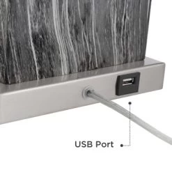 360 Lighting Connie Modern Table Lamps Set Of 2 25" High Black Faux Marble With USB Charging Ports White Rectangular Shade For Living Room House Desk -Light Up Deals Store GUEST 09c8e827 37a6 4c3e 8b46 975d23a28f75