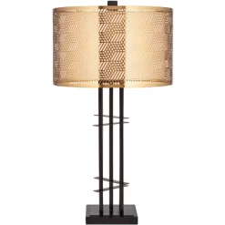 Possini Euro Design Deborah Modern Mid Century Table Lamp 30" Tall Black With USB Charging Port Gold Metal Double Drum Shades For Living Room Desk -Light Up Deals Store GUEST 09d25b0f f17f 43b2 97c8 a4aad1682a8d