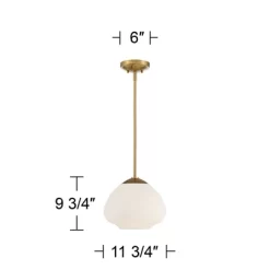 Possini Euro Design Orilla Brass Mini Pendant Light 11 3/4" Wide Mid Century Modern White Opal Glass Shade For Dining Room House Foyer Kitchen Island -Light Up Deals Store GUEST 0b036018 f0cd 4ca0 80d3 03090efdf1b6