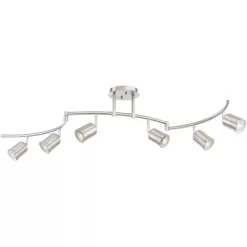 Pro Track Rhodes 6-Head LED Ceiling Track Light Fixture Kit Spot Light GU10 Silver Brushed Nickel Finish Metal Modern Kitchen Bathroom Dining 63" Wide -Light Up Deals Store GUEST 0b064ce6 ed63 4465 a21c 7b15326d4fc2