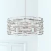 Possini Euro Design Smart Polished Nickel Chandelier 20" Wide Modern Drum Clear Crystal 6-Light Fixture For Dining Room House Foyer Kitchen Island