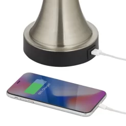 360 Lighting Seymore Modern Table Lamps 26" High Set Of 2 Silver With USB Charging Port LED Touch On Off White Drum Shade For Bedroom Living Room Desk -Light Up Deals Store GUEST 0c689184 7af5 4535 9003 8a3d1be4603c