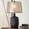 Franklin Iron Works Kelly Rustic Farmhouse Table Lamp 25 1/2" High Brown Mica Drum Shade For Bedroom Living Room Bedside Nightstand Office Kids Family
