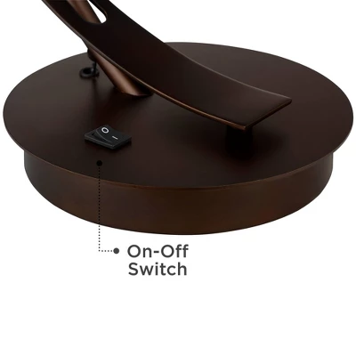 Possini Euro Design Modern Desk Lamps Set Of 2 With USB Port 22 1/2" High Bronze LED Clear Seeded Glass Shade For Bedroom Office 4 Possini Euro Design Modern Desk Lamps Set Of 2 With USB Port 22 1/2" High Bronze LED Clear Seeded Glass Shade For Bedroom Office - Image 4