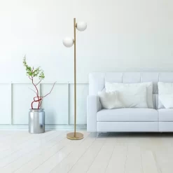 66" Tall Mid-Century Modern Tree Floor Lamp With Dual White Glass Globe Shade Gold - Simple Designs -Light Up Deals Store GUEST 1150436c d7be 4444 9a41 16be7dd2647b