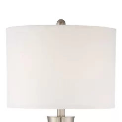 360 Lighting Geoff Modern Table Lamps 26" High Set Of 2 Brushed Nickel With USB Charging Port Table Top Dimmers White Drum Shade For Living Room Desk -Light Up Deals Store GUEST 14b66398 4922 4109 b0dd 9a7edd3f70d8