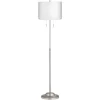 360 Lighting Abba Modern Floor Lamp Standing 66" Tall Brushed Nickel Silver White Diamond Drum Shade For Living Room Bedroom Office House Home Decor