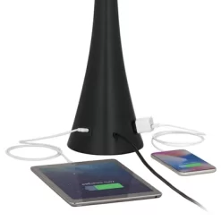 360 Lighting Karl Modern Table Lamps 28 1/4" Tall Set Of 2 Black Metal With USB And AC Power Outlet In Base White Drum Shade For Bedroom Living Room -Light Up Deals Store GUEST 17869fb3 d379 4e69 b4aa 3d43a4efde45