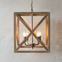 Metal/Wood Chandelier Natural Brown - Storied Home 17 Metal/Wood Chandelier Natural Brown - Storied Home -Light Up Deals Store GUEST 18511f58 7c7a 4f86 a528 3e7914fc338d