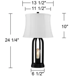 360 Lighting Marcel Industrial Table Lamps 24 1/4" High Set Of 2 Black With USB Charging Port And Nightlight LED Cream Shade For Bedroom Bedside Desk 13 360 Lighting Marcel Industrial Table Lamps 24 1/4" High Set Of 2 Black With USB Charging Port And Nightlight LED Cream Shade For Bedroom Bedside Desk -Light Up Deals Store GUEST 19087370 7c3a 40a6 8420 182eb5b9ce2a
