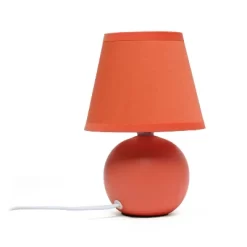 8.66" Petite Ceramic Orb Base Bedside Table Desk Lamp With Matching Tapered Drum Fabric Shade Orange - Creekwood Home -Light Up Deals Store GUEST 19d4adc9 85dd 45bb 9843 d9216047d513