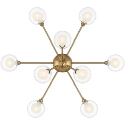 Possini Euro Design Spheres Modern Ceiling Light Flush Mount Fixture 28" Wide Warm Brass 9-Light LED Clear Globe Glass For Bedroom Kitchen Living Room -Light Up Deals Store GUEST 1a528675 684f 46e4 81d5 bf4b25c5aa5e
