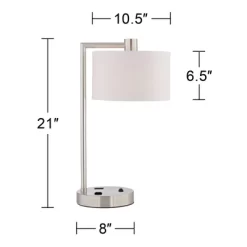 360 Lighting Colby Modern Desk Lamps 21" High Set Of 2 Brushed Nickel With USB And AC Power Outlet In Base White Linen Drum Shade For Bedroom Office -Light Up Deals Store GUEST 1b67ff4b bc9e 4fd3 8363 50634c0c2d76