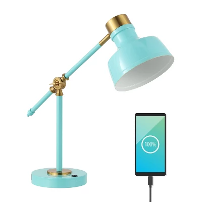 18.5" Allegra Farmhouse Adjustable Cantilever Task Lamp With USB Charging Port (Includes LED Light Bulb) - JONATHAN Y 9 18.5" Allegra Farmhouse Adjustable Cantilever Task Lamp With USB Charging Port (Includes LED Light Bulb) - JONATHAN Y - Image 9