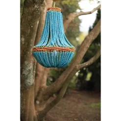 Wood Beaded Chandelier Blue -Storied Home -Light Up Deals Store GUEST 1c509e22 de29 4c07 8684 6344261c3000
