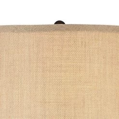 360 Lighting Heather Modern Industrial Table Lamps Set Of 2 With Round Risers 27 1/4" Tall Dark Iron USB Charging Port Iron Burlap Drum Shade For Desk