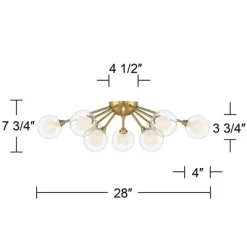 Possini Euro Design Spheres Modern Ceiling Light Flush Mount Fixture 28" Wide Warm Brass 9-Light LED Clear Globe Glass For Bedroom Kitchen Living Room -Light Up Deals Store GUEST 1e516137 2e1f 4f08 b35c 4767dc223858