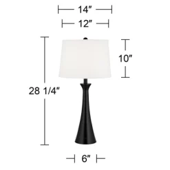 360 Lighting Karl Modern Table Lamps 28 1/4" Tall Set Of 2 Black Metal With USB And AC Power Outlet In Base White Drum Shade For Bedroom Living Room -Light Up Deals Store GUEST 1e7a6bde 8d89 4f04 851c e4432e3ab67a