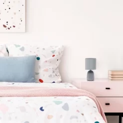 10.04" Traditional Ceramic Thimble Base Bedside Table Desk Lamp With Matching Fabric Shade Gray - Simple Designs -Light Up Deals Store GUEST 1f0bb79d 771e 448b b76e 3f29cb924012