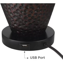 Franklin Iron Works Kaly Rustic Table Lamps With Square Risers 25" High Set Of 2 Oil Rubbed USB Charging Port Bronze Drum Shade For Living Room Desk -Light Up Deals Store GUEST 2139cc4d fb9e 4e2f b6ef 2255e14abe93