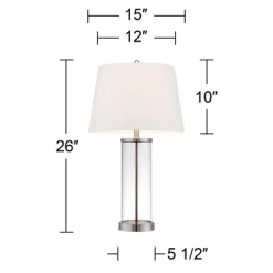 360 Lighting Coastal Table Lamps 26" High Set Of 2 Clear Glass Fillable Steel White Tapered Shade For Living Room Family Bedroom Bedside -Light Up Deals Store GUEST 21612943 b951 4630 866e f2a519f56c8f