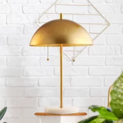 20.7" Metal Dome Table Lamp With Marble Base (Includes LED Light Bulb) Gold/White - Jonathan Y -Light Up Deals Store GUEST 26d054b1 16fd 4564 970f 53fad65b81d9