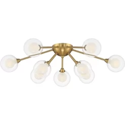 Possini Euro Design Spheres Modern Ceiling Light Flush Mount Fixture 28" Wide Warm Brass 9-Light LED Clear Globe Glass For Bedroom Kitchen Living Room -Light Up Deals Store GUEST 2957955d 3b63 4c08 893b 20494deda68d