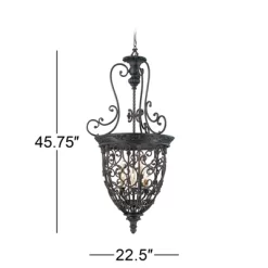 Franklin Iron Works French Scroll Rubbed Bronze Chandelier 22 1/2" Wide Rustic 9-Light Fixture For Dining Room House Kitchen Island Entryway Bedroom -Light Up Deals Store GUEST 2a0182d4 3c98 4fc8 a38e 68668dfe4370