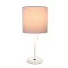 19.5" Bedside USB Port Feature Metal Table Desk Lamp White With Gray Fabric Shade - Creekwood Home