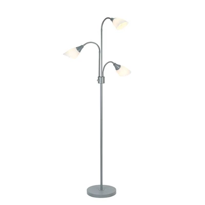 70.25" 3-Light Floor Lamp With White Shades Silver - Cresswell Lighting 1 70.25" 3-Light Floor Lamp With White Shades Silver - Cresswell Lighting