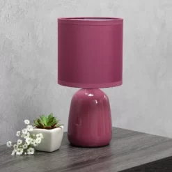 10.04" Traditional Ceramic Thimble Base Bedside Table Desk Lamp With Matching Fabric Shade Mauve - Simple Designs -Light Up Deals Store GUEST 2be1bf3a a558 4b83 8e4f 3fe0c38fe6dc