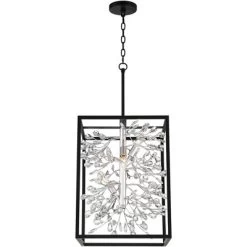 Possini Euro Design Black Silver Pendant Chandelier 15 1/4" Wide Modern Clear Crystal Flower Vine 4-Light Fixture For Dining Room House -Light Up Deals Store GUEST 2c0ac3d2 f550 4e05 a701 cecb42c1b5ec