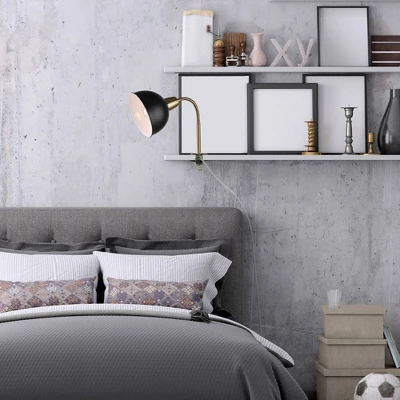 20" Zuri Clip-Arm Table Lamp With Shade Black - Globe Electric 1 20" Zuri Clip-Arm Table Lamp With Shade Black - Globe Electric