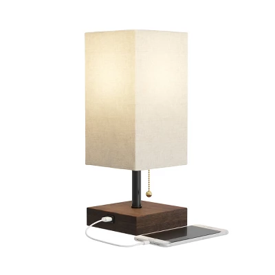 Small Table Lamp Set With Wood Base – Set Of 2 Modern Rectangle Lights With LED Bulb IncludeDecor Living Room, Bedroom, Or Home Office By Lavish Home 4 Small Table Lamp Set With Wood Base – Set Of 2 Modern Rectangle Lights With LED Bulb IncludeDecor Living Room, Bedroom, Or Home Office By Lavish Home - Image 4