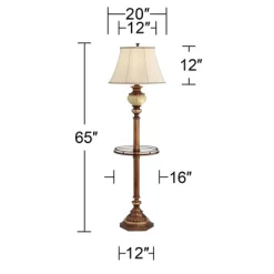 Kathy Ireland Hyde Park Vintage Rustic Floor Lamps With Glass Tray Tables 65" Tall Set Of 2 Bronze Nightlight Beige Fabric Bell Shade For Living Room -Light Up Deals Store GUEST 2ee32704 1b70 42f3 bd6b d92f7ca871a6